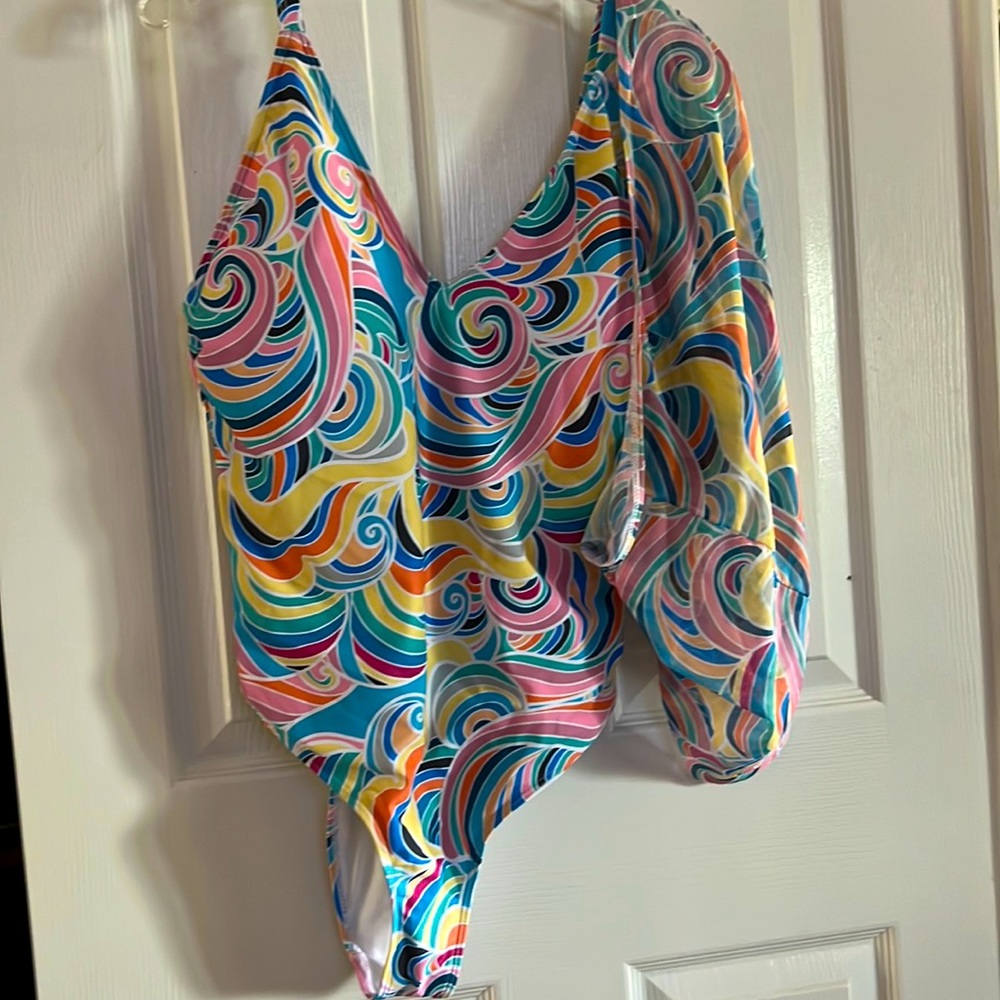 One piece swimsuit with sarong